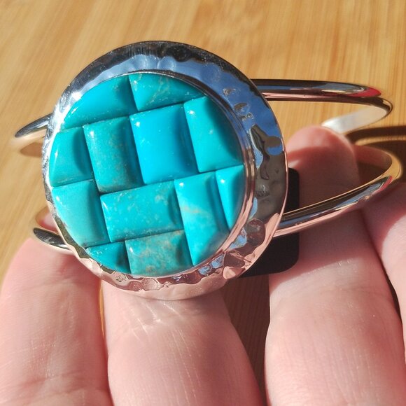 Jay King Sterling Silver Turquoise Inlay Cuff Bracelet Gallery Collection NIB - Picture 7 of 12